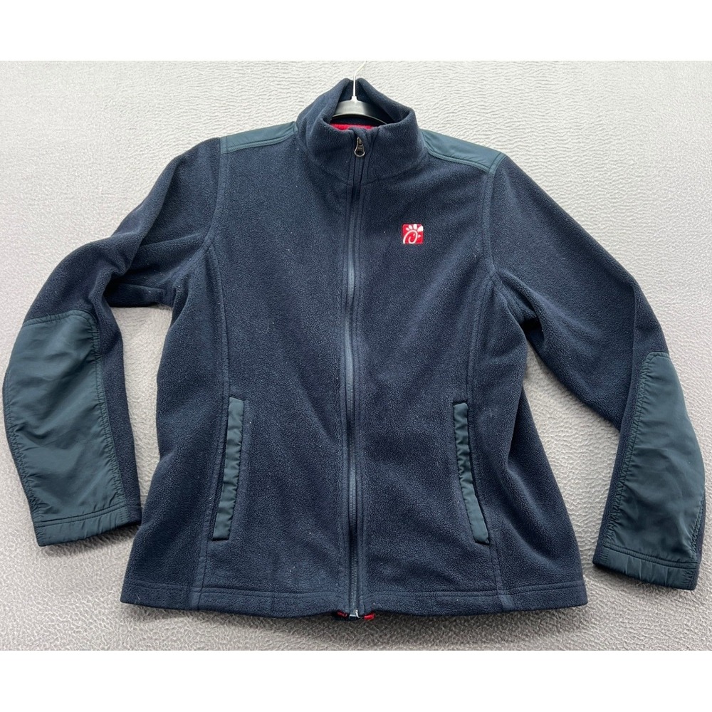 Chick-fil-A Employee Uniform Fleece Jacket Women's Size M Navy Blue Full Zip - Picture 1 of 10